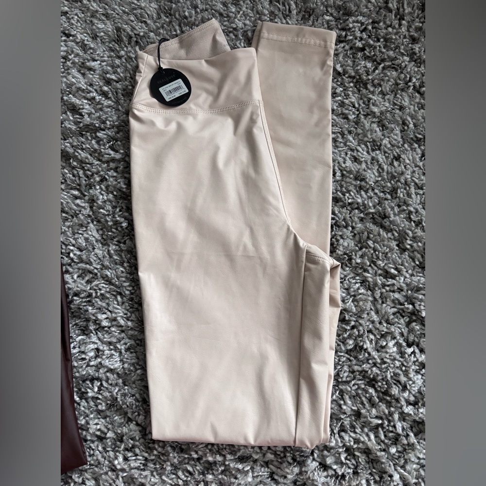 Offline by Aerie Faux Leather Beige/Cream Leggings - NWT